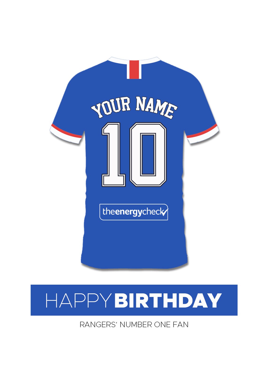Personalised Rangers Birthday Card Glasgow Rangers Greeting Etsy