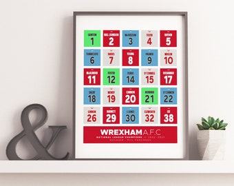 Wrexham 2022/23 National League Champions Squad Poster | Wrecsam, Wrexham AFC, Welcome To Wrexham, Ryan Reynolds | Birthday Gift