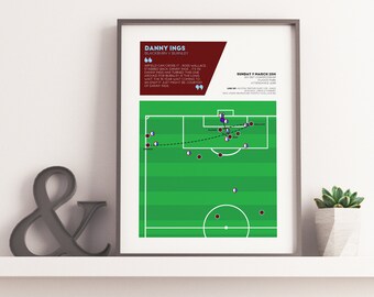 Danny Ings, Burnley v Blackburn Rovers Match Moment Poster | Lancashire Derby Winner, Clarets, Turf Moor | Birthday Gift