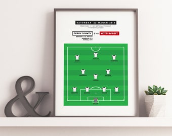 Derby County 5-0 Nottingham Forest | 2013/14 Championship Match Poster | Rams, Derby Gift, Derby Poster | Birthday Gift