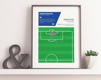 Didier Drogba, Chelsea v Bayern Munich Match Moment Poster | 2012 European Cup Final | Birthday Gift