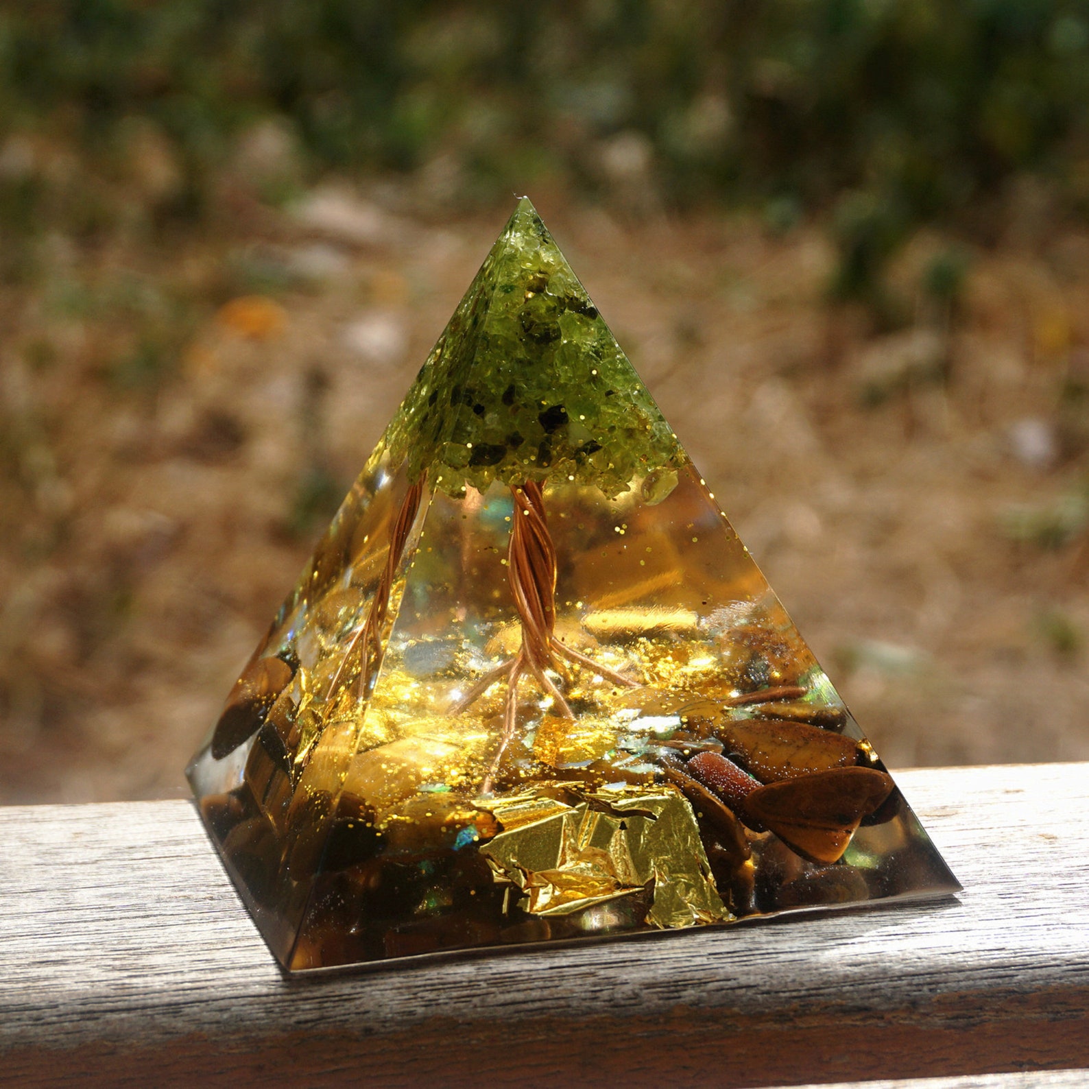 Handmade Tree of Life Orgone Pyramid 60mm Peridot With Tiger Etsy