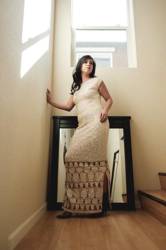1950s Elegant Gown- Intricate detailed Beaded Gown
