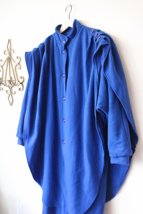 Vintage- Power shoulder- Oversized Wool Cape Coat