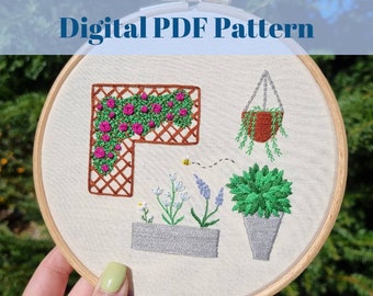 Beginner Embroidery Pattern | The Embroiderer’s Garden | Embroidery Tutorial PDF Pattern | Floral Embroidery Hoop | Flower Embroidery