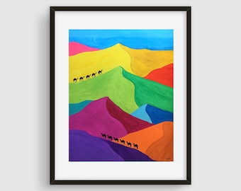 Fine Art Print, Wall Art Print, Dunas paintings Giclée Print, landscape, Home Decor Wall Art, Original Gift, Handmade print, colorful print