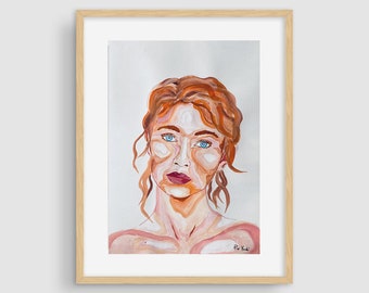 Orange Hair, Fine Art Print, Home decor, Wall Art Print, woman Paintings, Giclée Print, Original Gift, Handmade print, Wall Hanging