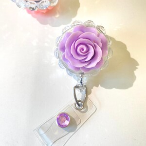 Lavender Flower Badge Holder | Purple Flower Retractable Premium Badge | Work Badge | Nurse Badge Reel | Teacher Badge Reel