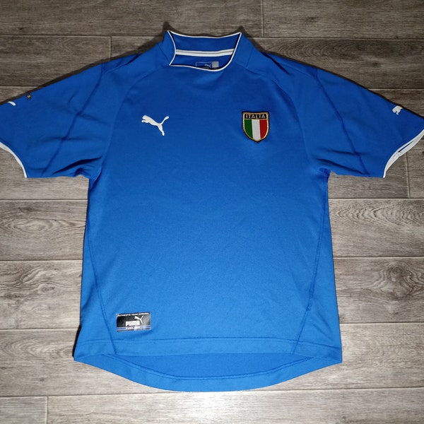 Vintage Italia Italy national football team puma 2003/04 World Cup blue soccer men's training sports uniform shirt jersey size M/L not XL