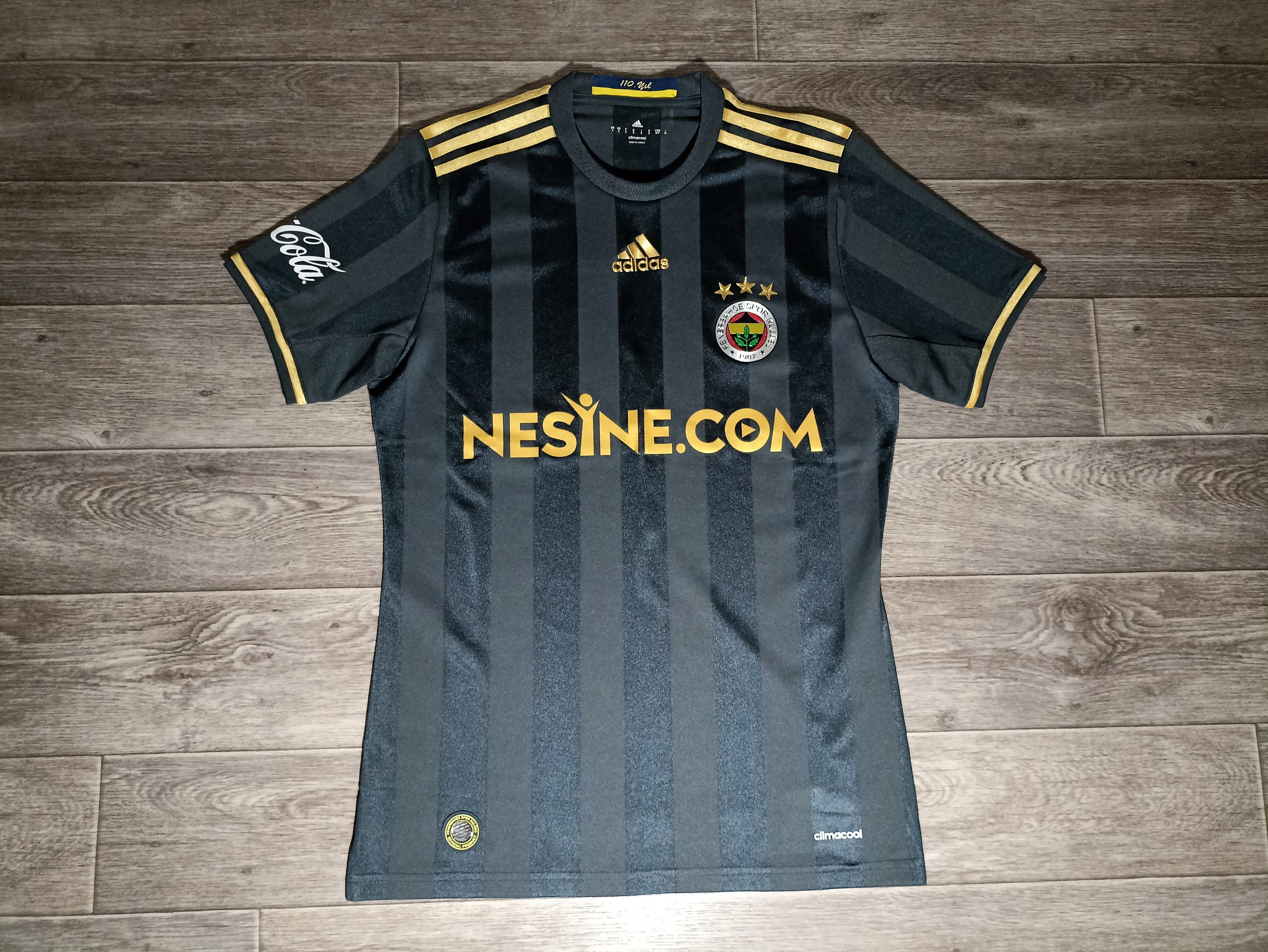 BESIKTAS 2011/12 AWAY (XL,L) BLACK/WHITE ADIDAS TURKEY SHORT SLEEVE SOCCER  SHIRT