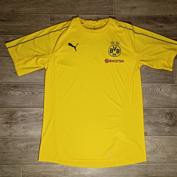 Borussia Dortmund FC BVB 09 Germany puma 2018 2019 yellow black men's sports training soccer football uniform shirt jersey knitwear size L