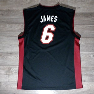 LEBRON JAMES Vintage Red Adidas NBA Miami Heat #6 Sewn Jersey Men's Sz 48