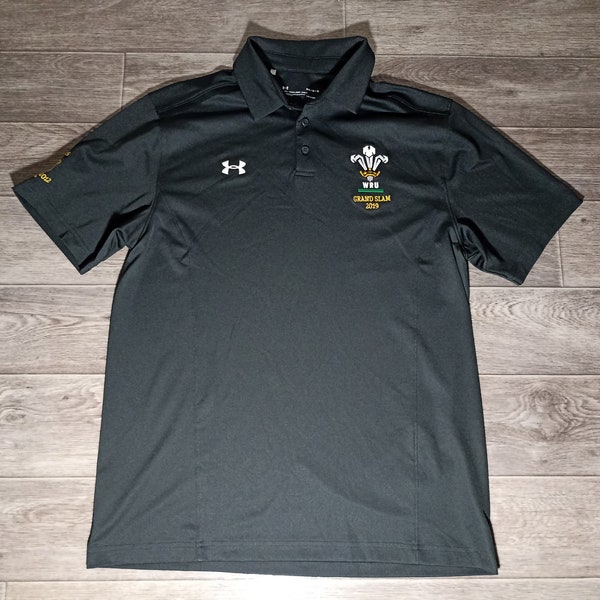 Wales national team Welsh rugby WRU under armour 2018/19 Grand Slam Winners sports men's football uniform shirt jersey knitwear size M