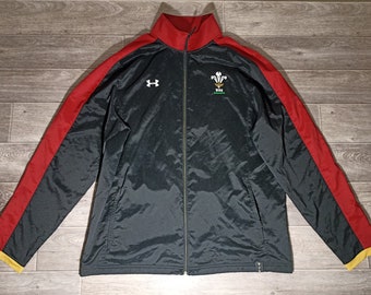 Wales national team Welsh rugby WRU under armour 2015/16 sports men's football jacket tracksuit sweatshirt uniform jersey knitwear size 2XL