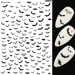 Nail Art Water Decals - Halloween Bats Lots of different sizes!