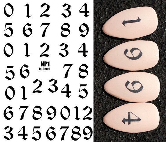 Nail Art Water Decals Old English Gothic Numbers Etsy Ireland