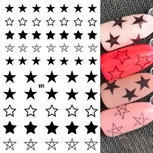 Nail Art Water Decals - Stars Solid and Outlined
