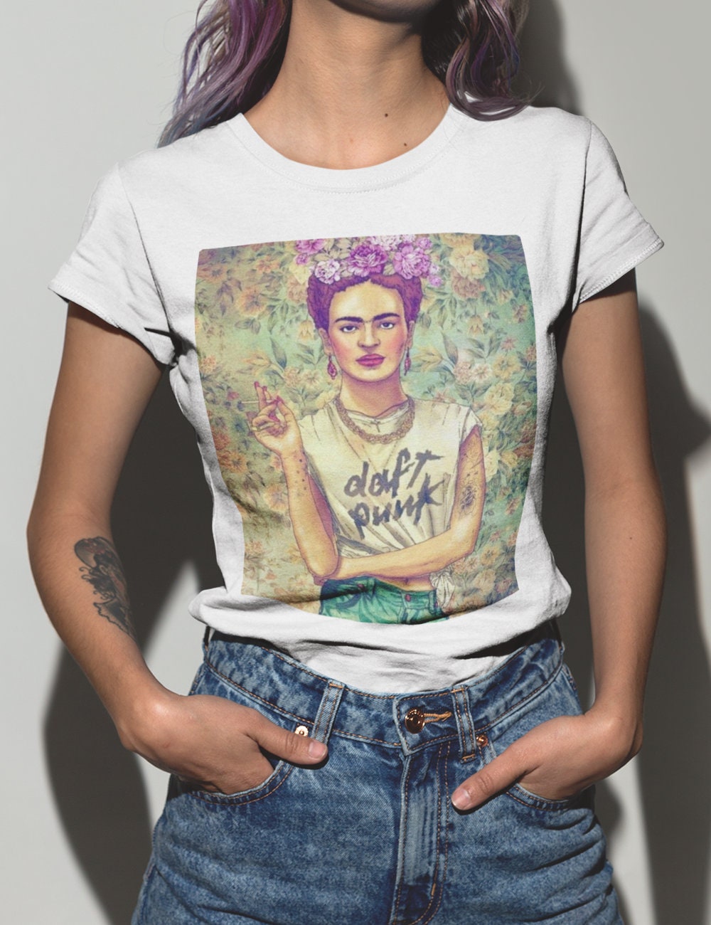 Frida Kahlo T-shirt Frida Daft Punk Daft Punk Frida Shirt | Etsy