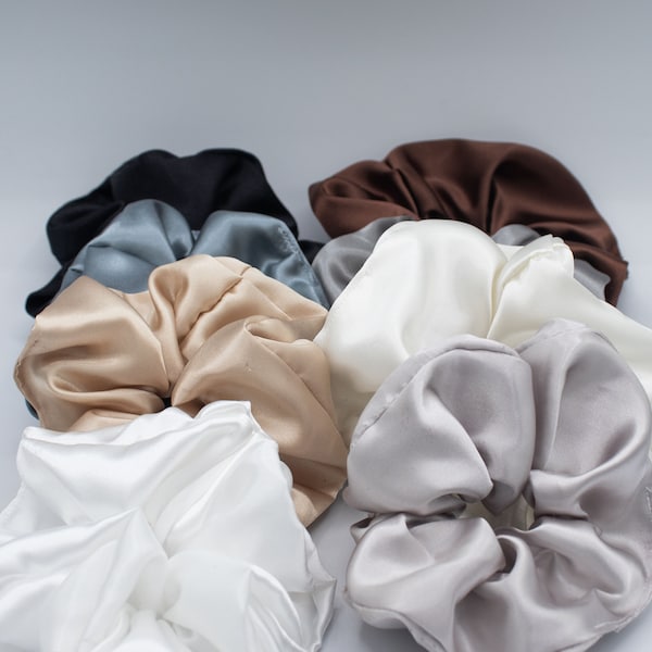 Solid Colored Hair Scrunchies, Large - Neutral Tones - Handmade