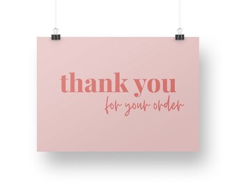 Thank You For Your Order Pink A6 Notecards. Packaging Supplies. Physical Thank You Card. Minimal. Small Business.