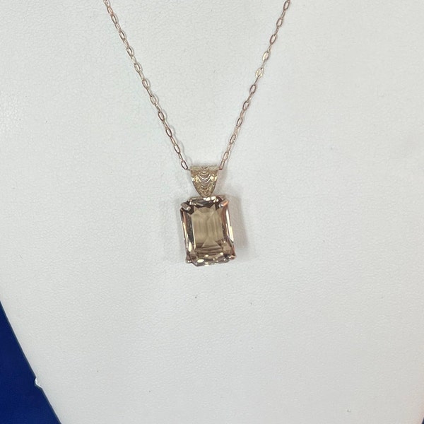 Smokey Quartz Emerald Cut 8.80 CT TW set in Sterling Silver Setting (CP 928) Free Shipping