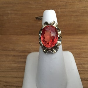 Sterling Silver Ring with a Large oval Orange Stone  (SR 11)  FREE SHIPPING !!