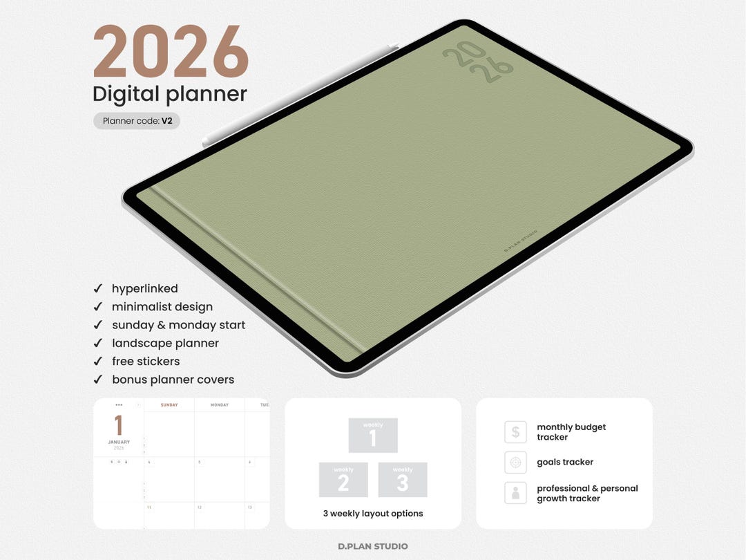 2026 Minimalist Hyperlinked Digital Planner - Landscape V2 - Etsy