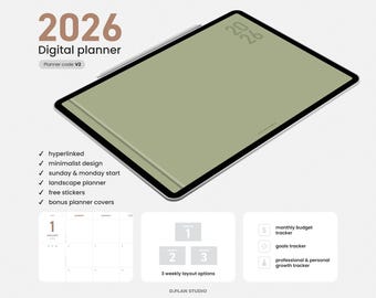 2026 Minimalist Hyperlinked Digital Planner - Landscape v2