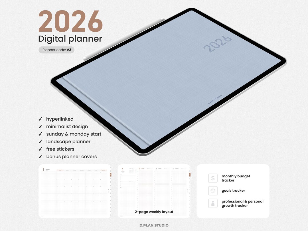 2026 Minimalist Hyperlinked Digital Planner - Landscape V3 - Etsy