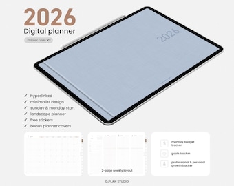 2026 Minimalist Hyperlinked Digital Planner - Landscape v3
