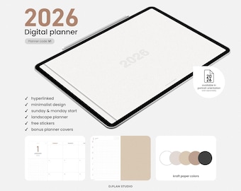 2026 Minimalist Hyperlinked Digital Planner - Landscape v1
