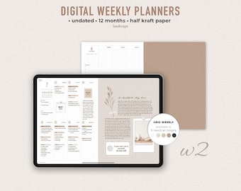 Undated Digital Weekly Planner | Landscape | Grid