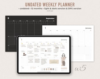 Undated Weekly Minimalist Planner | Printable | Sunday & monday start | Digital Planner