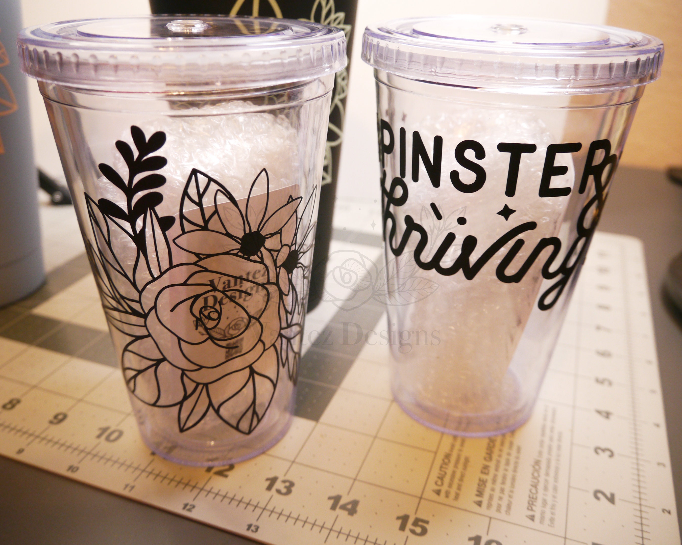 Custom 16 oz Clear Acrylic Tumbler - Vinyl Application