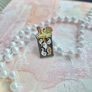 Enamel pin brooch gothic witch button milkshake pumpkin spice Halloween spooky shake ghost