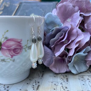 Earrings Earrings Beaded Crystal Silver fairy elves Fantasy Bride bridal jewelry shabby