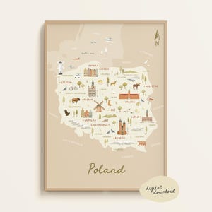 Illustrated Map of Poland - Poland Map | Poland Poster | Poland Travel Print | Polish Travel Gift | Poland Illustration | Digital Download
