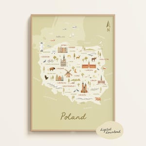 Illustrated Map of Poland - Poland Map | Poland Poster | Poland Travel Print | Polish Travel Gift | Poland Illustration | Digital Download