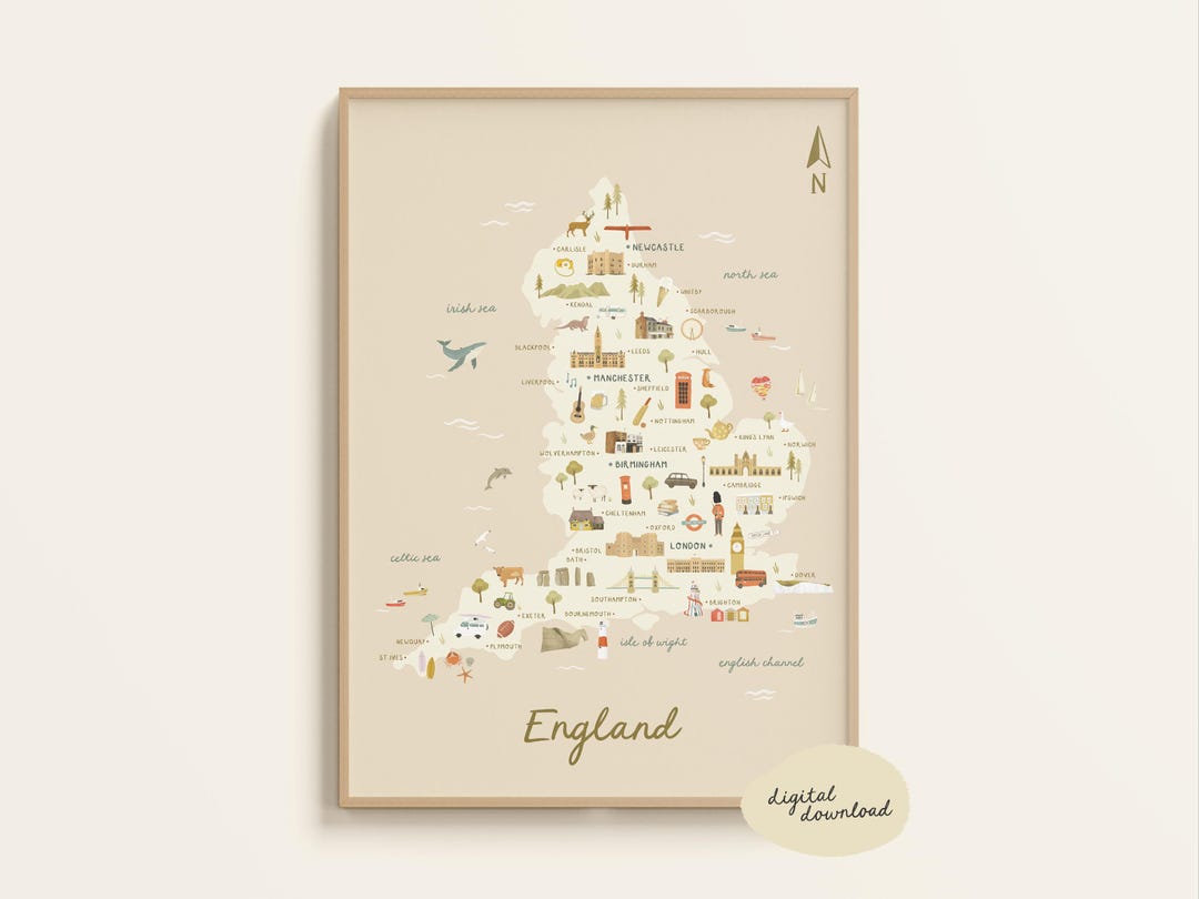 Illustrated Map of England - England Map | England Poster | England ...