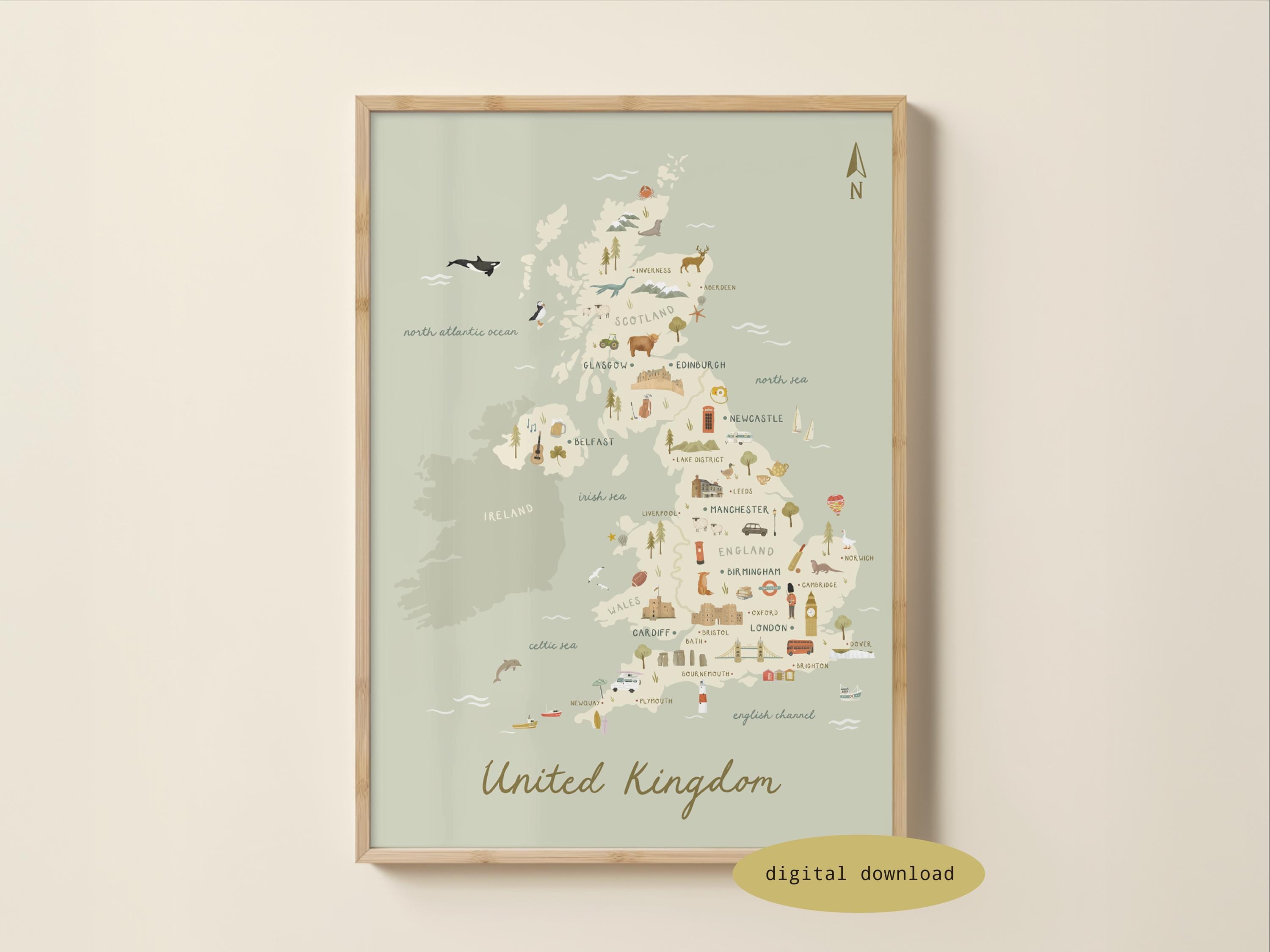 Uk Counties Map - Etsy Canada