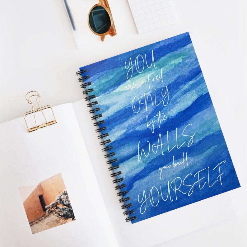 Blue Watercolor Inspirational Quote Notebook | Spiral Notebook - Etsy