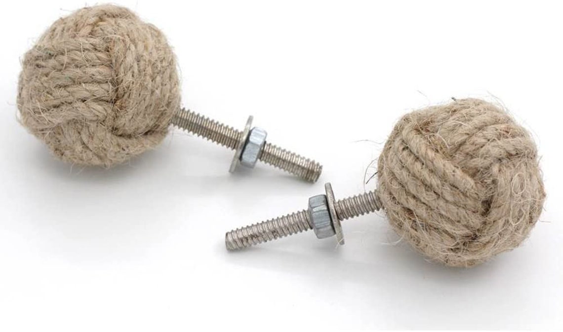 Jute Rope Door Knobs/rope Knot Drawer Knobs/push Handle Knobs for