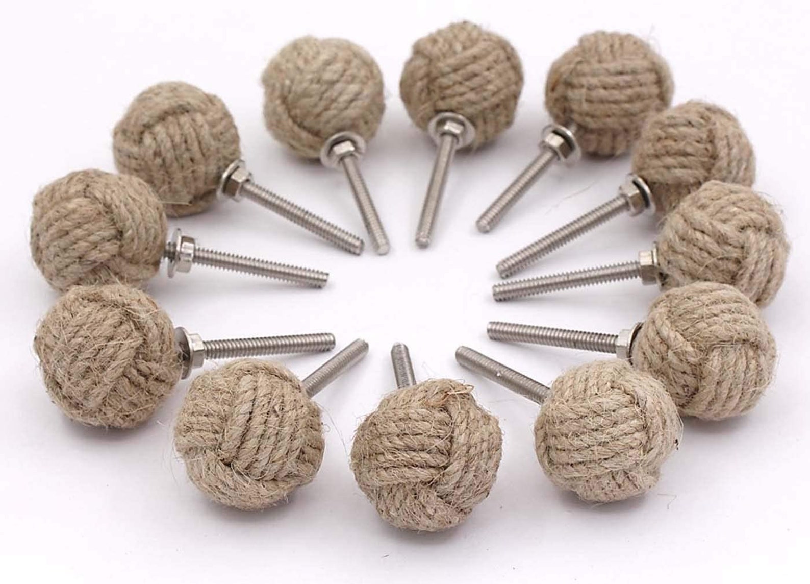 12 Knotty Door Knobs Nautical Drawer Pulls Jute Rope Etsy