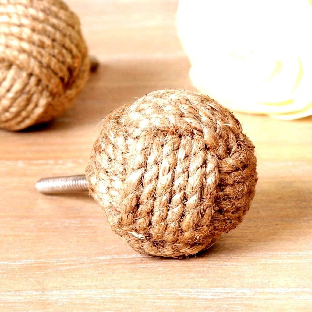Jute Rope Door Knobs/rope Knot Drawer Pulls and Knobs/push Handle Knobs