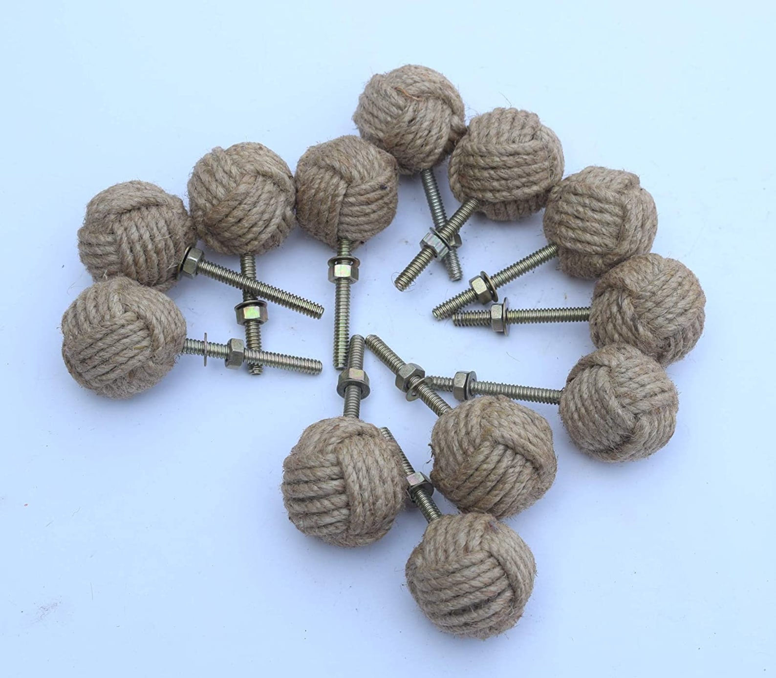 Lot of 12 Ceramic Drawer Jute Knobs Monkey Fist Knobs Door Etsy