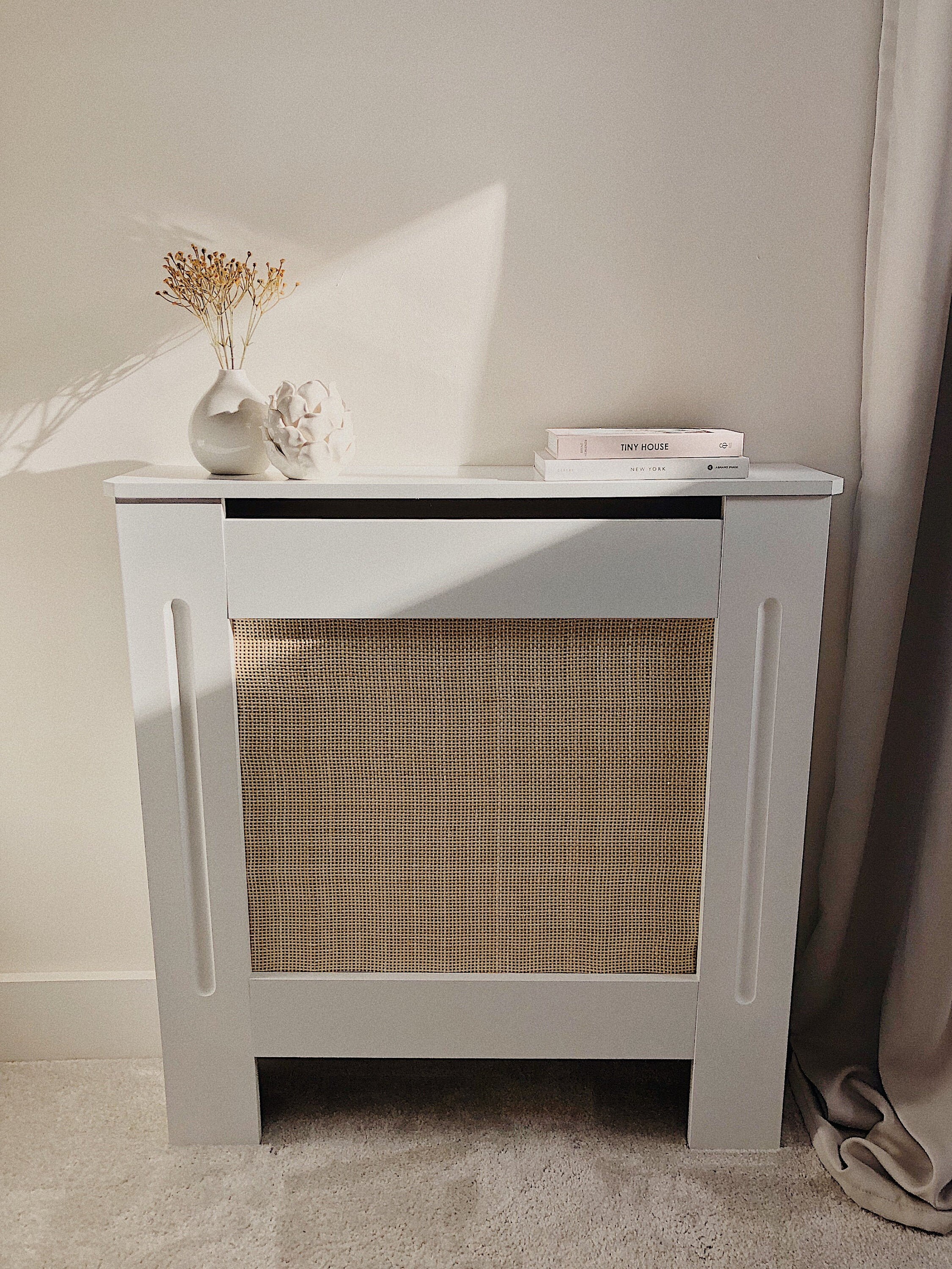 Small White Rattan Radiator Cover/TV stand Etsy