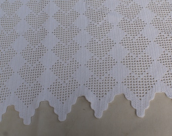 Handcrocheted Dutch lacy valance, cotton, home made curtains
