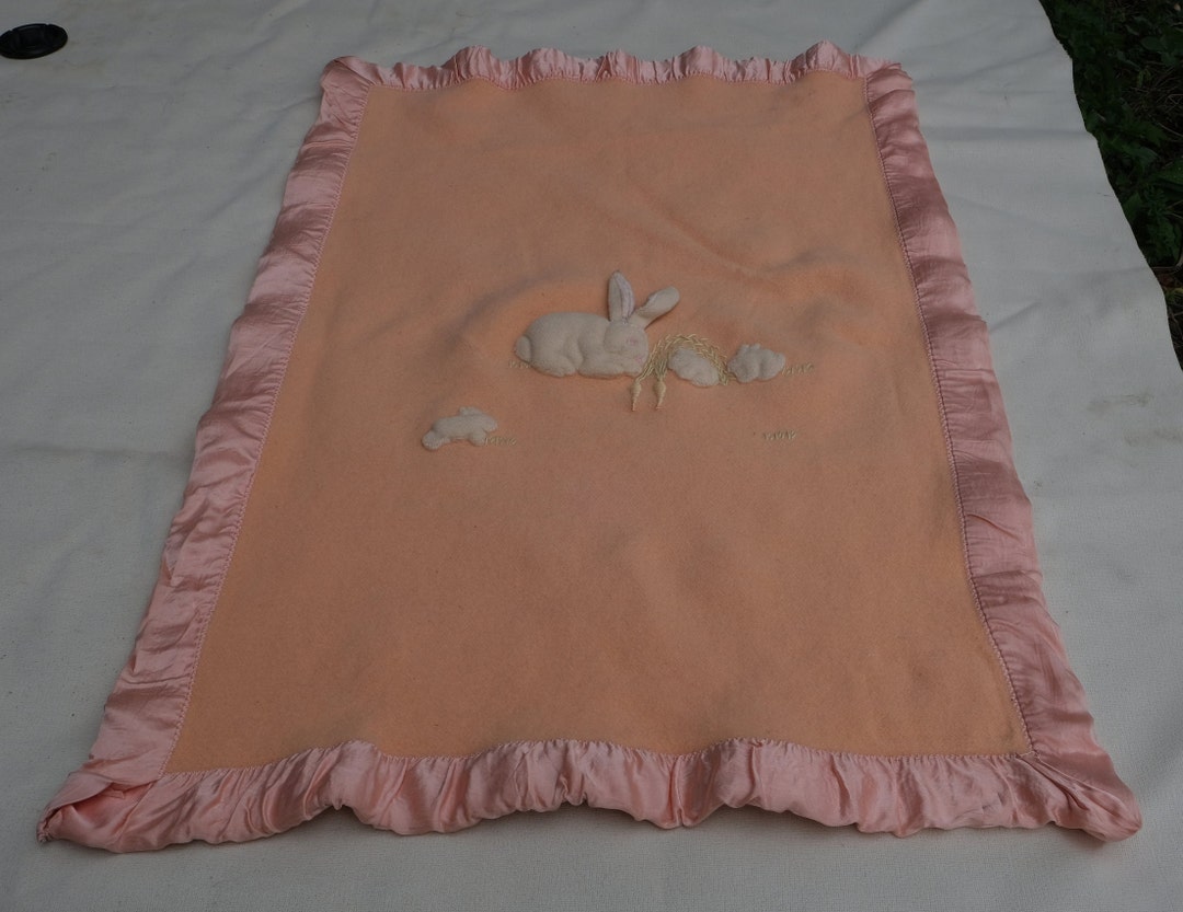 Rare, Cute, Vintage, Wool Baby Blanket With Rabbits Etsy