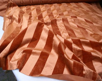 Stunning warm salmon/orange raised soft velvet fabric, upholstering