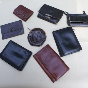 Gran colección de 8 carteras y monederos de cuero holandés